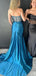 Elegant Mermaid Sleeveless Illusion Side Slit Black Satin Long Bridesmaid Dresses Online, OT539