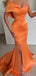 Elegant Mermaid One Shoulder Orange Side Slit Evening Prom Dresses Online, OT168