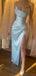 Elegant Sleeveless Silver Side Slit Mermaid Satin Long Bridesmaid Dresses Online, OT540