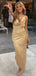 Sexy Halter Mermaid Sleeveless Champagne Evening Prom Dresses Online, OT171