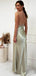Elegant Spaghetti Straps Side Slit Mermaid Long Satin Bridesmaid Dresses Online, OT568