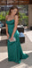 Elegant Spaghetti Straps Mermaid Green Long Prom Dresses Online, OT177