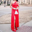Sparkly One Shoulder Side Slit Floor Length Red Sequins Bridesmaid Dresses Online, OT332