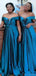 Elegant Off the Shoulder A-line Long Satin Bridesmaid Dresses Online, OT543
