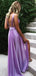 Sexy V-neck Sleeveless A-line Lilac Long Prom Dresses Online, OT178