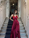 Elegant Spaghetti Straps V-neck A-line Long Prom Dresses, OT175