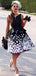 Black Satin A-line Short Homecoming Dresses, OT437