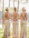 Sequin Sheath Cap Sleeves Open-Back Floor Length Bridesmaid Dresses, OT302