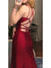 New Arrival Spaghetti Straps V-neck Mermaid Long Burgundy Prom Dresses Online, OT049