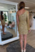 Sequin One-Shoulder Long-Sleeve Short Homecoming Dresses, OT453