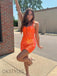 Sequin Orange Spaghetti Straps Short Homecoming Dresses, OT455