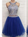 A-line Tulle Rhinestone Two-Pieces Short Homecoming Dresses, OT456