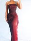 Elegant One Shoulder Mermaid Black Red Tulle Evening Prom Dresses Online, OT133
