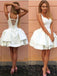 Satin A-line Ruffles Short Homecoming Dresses, OT431