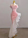New Arrival Off the Shoulder Pink Velvet Mermaid Prom Dresses Online, OT032