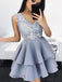 A-Line V-Neck Lace Short Homecoming Dresses, OT459