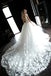 Elegant A-Line V-neck Tulle Satin Butterfly White Wedding Dresses Online, OT087