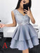 A-Line V-Neck Lace Short Homecoming Dresses, OT459