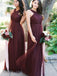 Elegant Chiffon A-Line Grecian Floor Length Bridesmaid Dresses, OT261