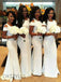 Ivory Mermaid Jewel Off-Shoulder Floor Length Bridesmaid Dresses, OT254