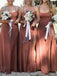 Chiffon A-Line Spaghetti Straps Side-Slit Floor Length Bridesmaid Dresses, OT265