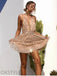 Deep V-Neck A-line Sequins Short Homecoming Dresses, OT128