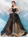 Luxury Strapless Tulle  A-line Black Prom Dress, WD0514