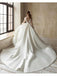 Modest High Neck Satin Tulle Lace Long Sleeves Wedding Dress with Bow, WD0516