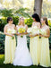 Yellow Sheath Chiffon Long Spaghetti Straps Bridesmaid Dresses, BG182