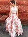 Newest Floor-length Two Piece lace Appliques evening dresses, Printed Round Neck long prom dresses , PD0526
