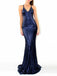 Mermaid Straps V-neck Backless Long Sequins Prom Dresses, PD0605