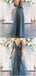 Modest V-neck Spaghetti Strap Long bridesmaid dresses, BG007
