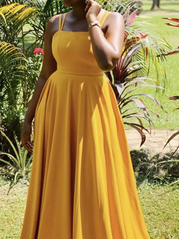 Hot Sell Yellow Floor-length A-line Cheap Bridesmaid Dresses, BG035