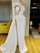 Gorgeous One Shoulder Long Sleeve with Appliques Side Split Prom Dress, OL356