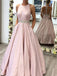 Pink Satin Long A-line Prom Dress, OL363