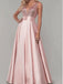 Sparkly A-line V-neck Sleeveless Satin Sequins Prom Dress, OL373