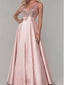 Sparkly A-line V-neck Sleeveless Satin Sequins Prom Dress, OL373
