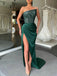 Sparkly Satin Sequins Green Prom Dress with Side Split, OL380
