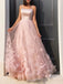 Elegant A-line Spaghetti Strap Tulle Applique Prom Dress, OL434