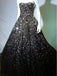 Illusion Black A-line Beaded Prom Dress, OL439