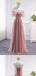 Elegant Light Pink Off Shoulder A-line Prom Dress, OL450