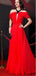 Red Black Halter Off Shoulder Prom Dress, OL459