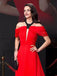 Red Black Halter Off Shoulder Prom Dress, OL459