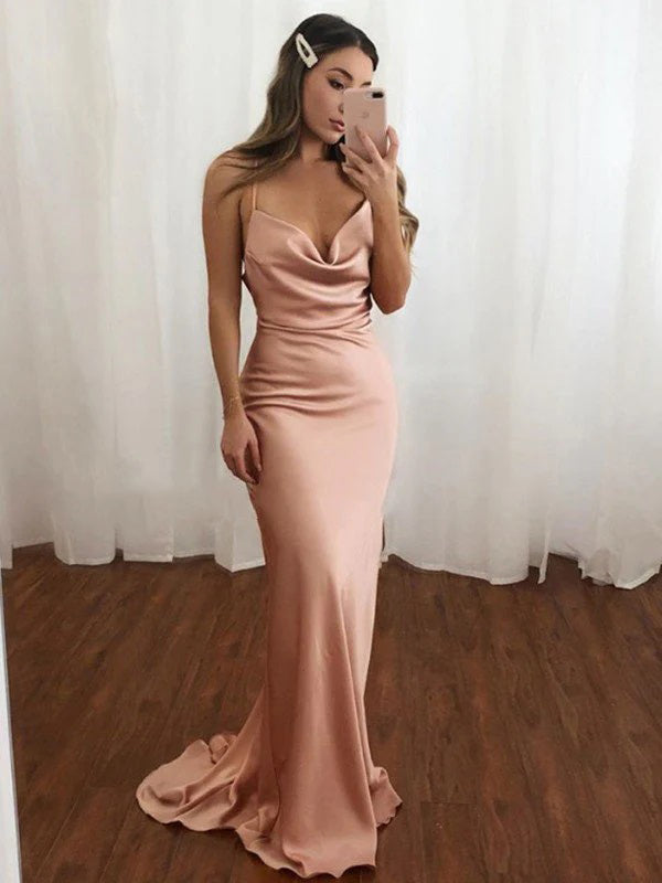 Elegant Mermaid Spaghetti Straps Prom Dress, OL509