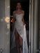 Sparkly Sequins Off Shoulder Side Slit Prom Dress, OL539