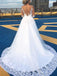Gorgeous V-neck Long White Lace Applique Wedding dress, WD0431
