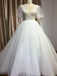 Gorgeous V-neck Shinny Sequins A-line Wedding Dress Sheer Sleeves, WD0437