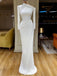 Simple Long Sleeves White Mermaid Satin Wedding Dress, WD0441