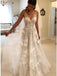 Sexy V-neck Tulle Applique BackLess Wedding Dress, WD0492
