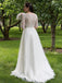 Elegant A-line Half Sleeves Lace Top Tulle Cheap Long Wedding Dress, WD0377